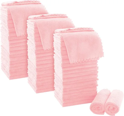 Miniatura 31 de MOONQUEEN Juego de Toallitas Ultra Suaves Premium - 12 x 12 pulgadas - Paquete de 72 - Secado Rápido - Paños de Baño de Terciopelo Coral Altamente