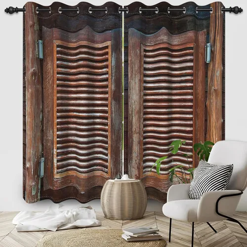Miniatura 99 de Cortinas rústicas para ventana de puerta de granero, puerta de madera gris, puerta de garaje, tratamiento de ventana para sala de estar, dormitorio