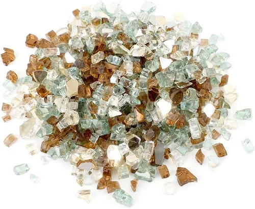 Miniatura 14 de Stanbroil - Vidrio ignífugo mezclado de 10 libras – Cristal de fuego templado reflectante de 1/4 pulgadas mezclado azul aguamarina, platino, cobre