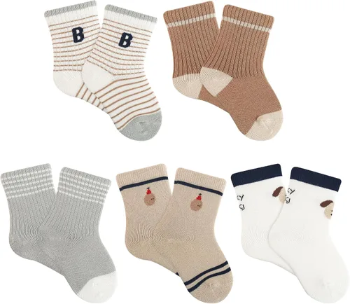 Calcetines suaves y cómodos a media pantorrilla para bebés y niños pequeños, paquete de 5, unisex, perfectos para edades de 0 a 5 años