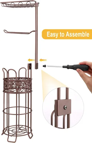 Miniatura 5 de Soporte de papel higiénico mejorado para baño, capacidad para 3 rollos grandes de papel gigante, estante superior para toallitas y pañuelos, Rojo