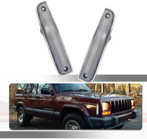 Miniatura 13 de Kit de lentes transparentes LED ámbar compatible con Jeep Cherokee 1997 1998 1999 2000 2001 Luz marcador de estacionamiento lateral de parachoques