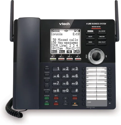 Miniatura 2 de VTech AM18447 - Consola principal 4 líneas expansible para pequeñas empresas, sistema de teléfono de oficina con contestadora, intercomunicador