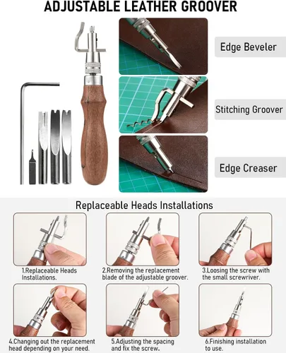 Miniatura 5 de Nicpro Kit de herramientas de cuero de 85 piezas Kit de herramientas de trabajo de cuero con bolsa de almacenamiento personalizada, kit