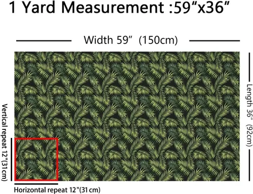 Miniatura 2 de The Yard - Tela de hoja de palma verde para plantas, tela natural para coser sillas, sofá, moderno, minimalista, negro, impermeable, para tapicería