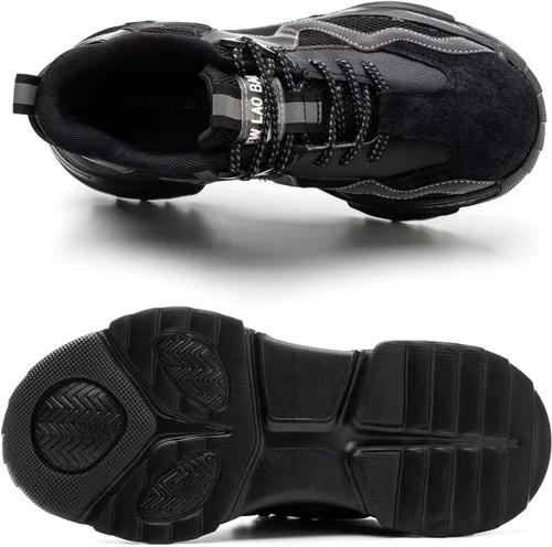 Miniatura 5 de Ruivina Zapatos de punta de acero para mujeres y hombres, zapatos de seguridad de trabajo de ajuste ancho, ligeros, antideslizantes, cómodos