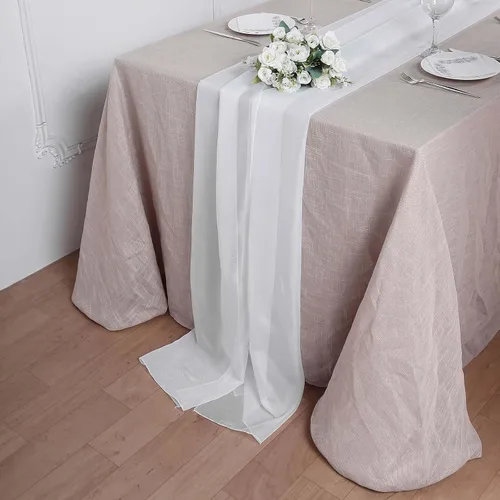 Miniatura 6 de Tableclothsfactory Camino de mesa de gasa de amatista de 22 x 80 pulgadas para bodas, fiestas, banquetes, decoración, ajuste rectangular y mesa