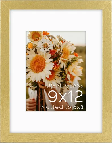 Miniatura 45 de Golden State Art, Portarretratos de 8 x 10 pulgadas con paspartú para fotos de 5 x 7 pulgadas - Vidrio de alta definición para montaje en pared o 1