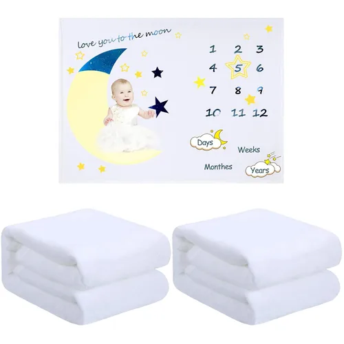 Boao 2 mantas de sublimación para bebé de 30 x 40 pulgadas, manta blanca blanca para recibir bebé, mullida, suave y cálida, manta para bebé recién