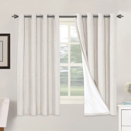 Miniatura 122 de H.VERSAILTEX Cortinas opacas de lino de 72 pulgadas de largo, 100% absolutamente opacas, con aislamiento térmico, con textura de lino, cortinas