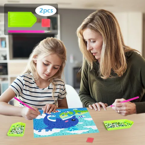Miniatura 2 de QEUOYSS Kit de arte de diamantes para niños con marco de madera y manualidades para niños de 6 a 8 a 10 a 12 años, arte de diamantes fácil de hacer