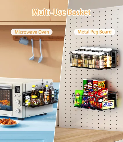 Miniatura 6 de Estante magnético para refrigerador, paquete de 2, estante magnético fuerte para especias con ganchos extraíbles para almacenamiento de cocina