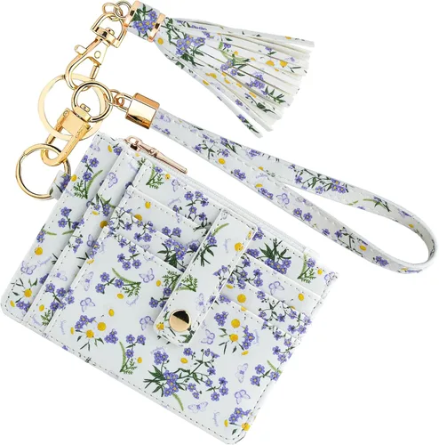 Miniatura 11 de KNGITRYI Billeteras pequeñas de pulsera para mujer RFID para tarjetas de crédito, cartera con llavero, cartera para tarjetas de crédito