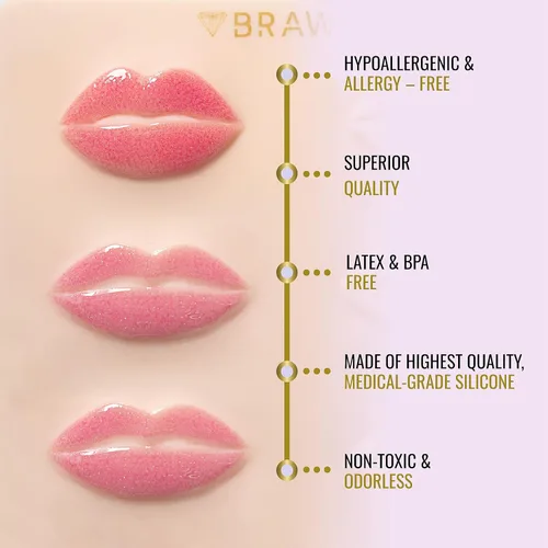Miniatura 5 de BRAWNA 3D Lip PMU Practice Skin - 10 formas de labios - Piel de práctica de tatuaje de labios - Suministros PMU