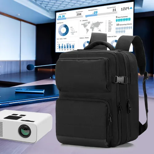 Miniatura 7 de LUXJA Mochila para proyector con funda para laptop de 15.6 pulgadas, bolsa para proyector con 2 compartimentos grandes