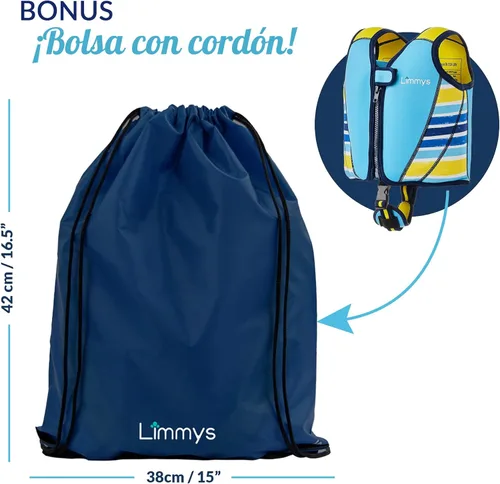 Miniatura 3 de Limmys Chaleco de natación para niños pequeños y niños, ayuda de natación de flotabilidad ajustable, certificado de seguridad CE, diseño galardonado
