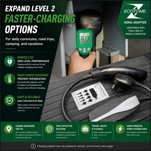 Miniatura 7 de Adaptador NEMA 10-30 para Cargador Móvil Tesla Gen 2 y 3, para Toma de 240V, 24 Amperios, Compatible con Modelo 3, Y, X, S, Ideal para Viajes por