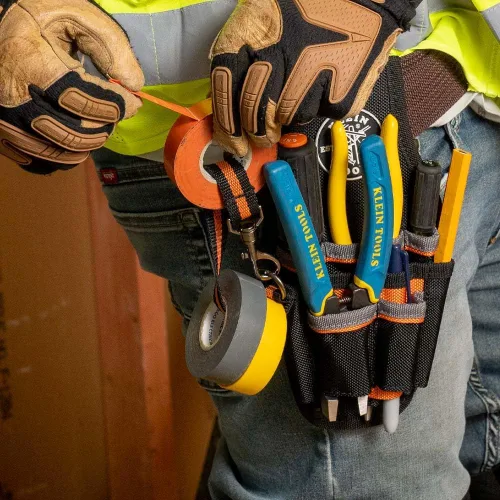 Miniatura 6 de Klein Tools 5240 Bolso para herramientas Tradesman Pro, con 9 bolsillos, cordón adhesivo, bucle de túnel de 2 pulgadas, excelente funda