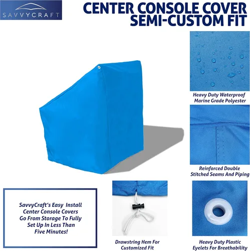 Miniatura 2 de SavvyCraft Cubierta impermeable para consola central de barco, cubierta de timón de poliéster de grado marino 600D de servicio pesado para consola