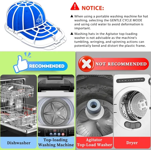Miniatura 4 de Eiito Lavadora de sombreros para lavadora, jaula de lavado de sombreros, limpiador de sombreros para gorras de béisbol, paquete de 2 unidades, 2