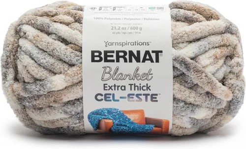 Miniatura 47 de Bernat - Hilo para manta extra grueso color niebla azul - 1 paquete de 21.12 oz/598.74 g - 100% poliéster - #7 Jumbo - 72 yardas - Hilo grueso
