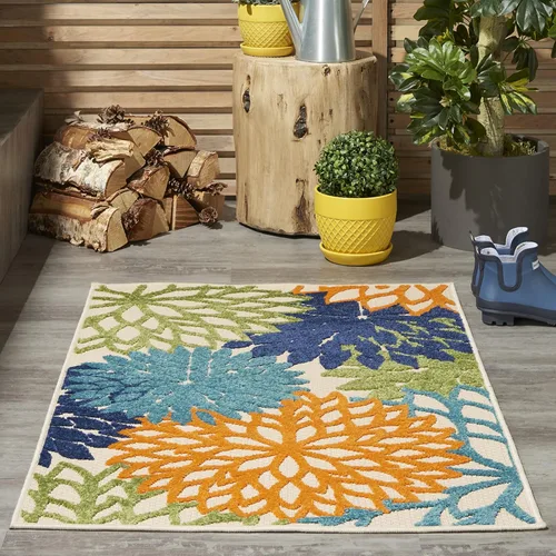 Miniatura 82 de Nourison Aloha - Tapete negro/blanco para interior o exterior, 2 pies y 3 pulgadas x 8 pies, tropical, botánico, fácil limpieza, no desprende pelo