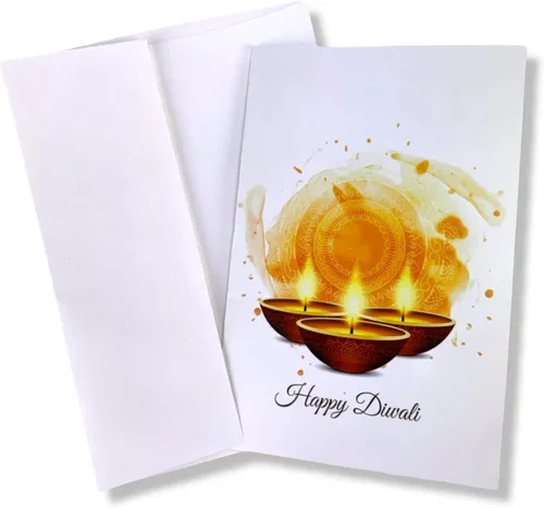 Miniatura 2 de LOVENSPIRE Paquete de tarjetas de felicitación Diwali Deepawali Juego de tarjetas de felicitación impresas personalizables indio Festival Tarjetas