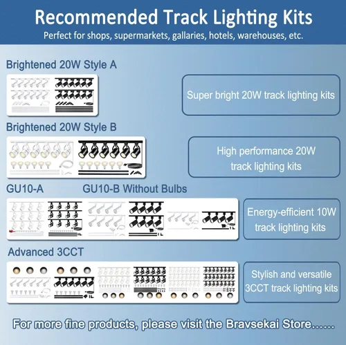 Miniatura 7 de Blanco H Track L conector H tipo circuito único 3-Wire-1 Kit de iluminación de pista para H Track System Accesorios de iluminación de pista 120V