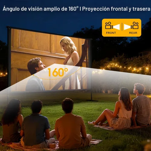 Miniatura 5 de Pantalla de proyector para exteriores con soporte, kit de proyección portátil de 120 pulgadas, 16:9 4K HD, sin arrugas, pantalla de cine