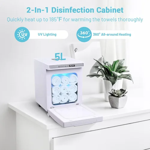 Miniatura 4 de BYOOTIQUE - Mini calentador de toallas calientes de 5 litros, calentador profesional de secado rápido, portátil, para sala de manicura, facial