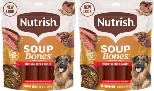Miniatura 13 de Nutrish Soup Bones Masticables Premium para Perros con Carne de Res Real y Cebada, Relleno de Media Navideña para Perros, 6 Masticables (Rachael Ray)