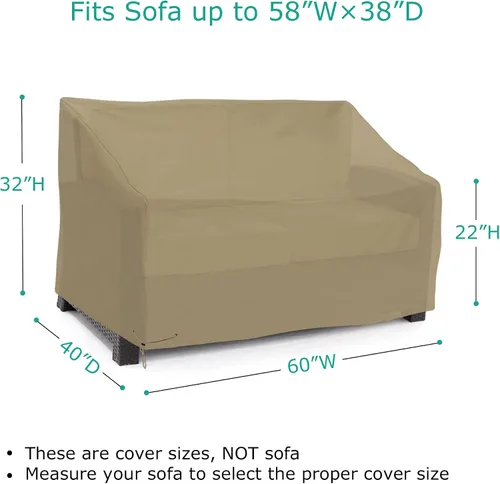 Miniatura 2 de SunPatio Fundas impermeables para sofá de patio, fundas resistentes para muebles de exterior, fundas de sofá biplaza con ventilación de aire/correas