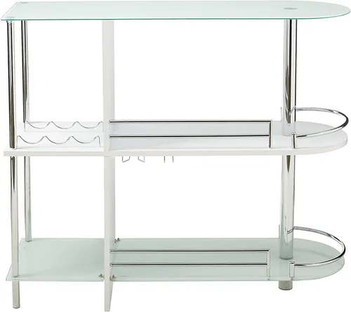 Miniatura 4 de Kings Brand Furniture - Mesa de bar con dos estantes de vidrio templado, blanco y cromado