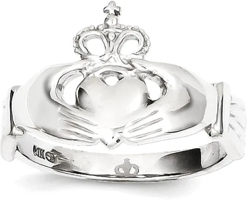 Miniatura 9 de 14k White Gold Claddagh Ring Celtic Fine Jewelry For Women Gifts For Her