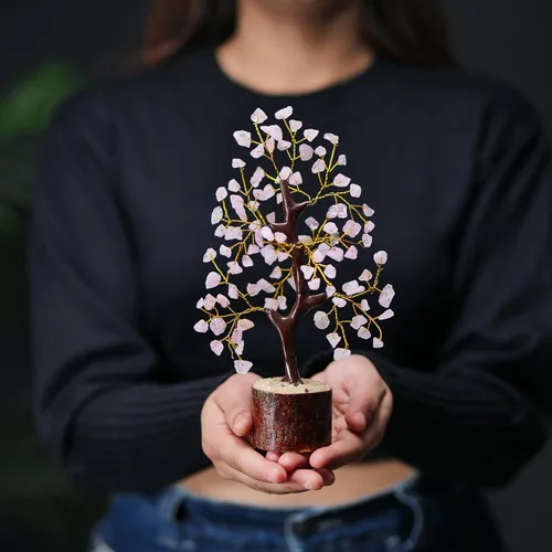 Miniatura 3 de NARIBABU Árbol de cuarzo rosa, cristales y piedras curativas, árbol de la vida de cristal, decoración de oficina en casa rosa, regalos de cumpleaños