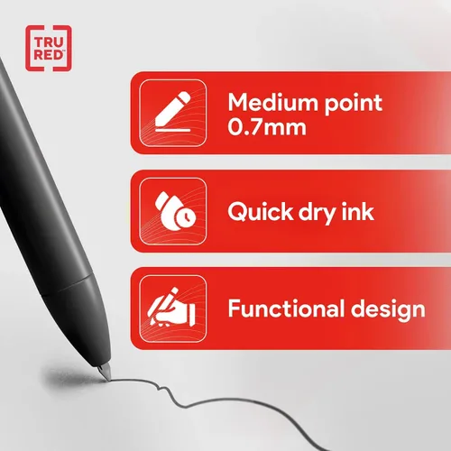Miniatura 3 de TRU RED Bolígrafos de gel retráctiles, punta media de 0.028 in, tinta negra, paquete de 5 bolígrafos de secado rápido para notas sin manchas