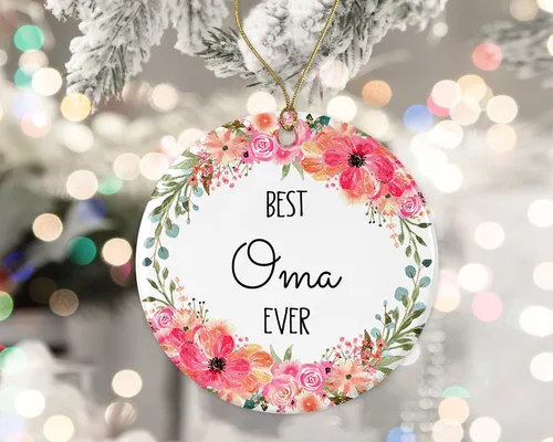 Miniatura 2 de Adorno de Navidad con la frase "Best Oma Ever", adorno de Navidad para Oma de hijo, hija, regalos de nana, adorno de Navidad de cerámica impreso