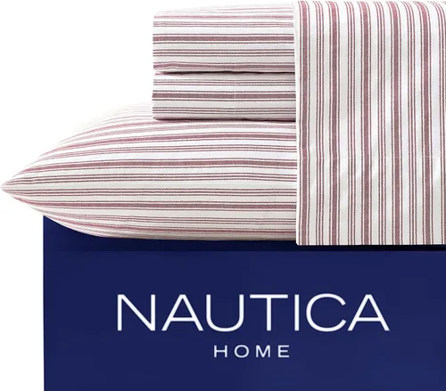 Miniatura 20 de Nautica - Juego de sábanas tamaño Queen, sábanas refrescantes nítidas y entalladas con una sensación ligera y suave de percal de algodón - Sábanas