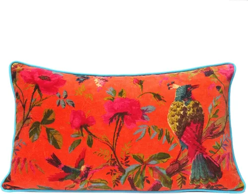 Miniatura 12 de Funda de cojín con flores de terciopelo para sofá, cojín bohemio colorido, con diseño de pájaro, estilo chic bohemio, acento indio, hecho a mano