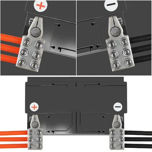 Miniatura 7 de Conectores de terminal de batería, bloque de distribución de batería de 12 vías, 8AWG hasta 4/0 (XL) AWG calibre positivo y negativo (+/-) (par)