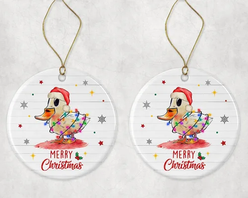 Miniatura 3 de Merry Christmas Duck Ornament, 2023 Christmas Ornament, Duck Christmas Light Ornament, Kids Christmas Ornament, Animal Christmas Ornament Printed on