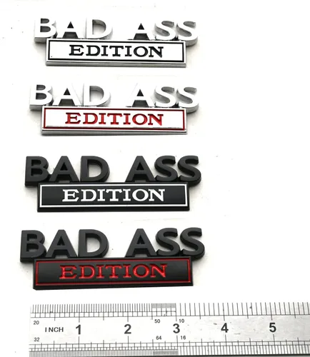 Miniatura 7 de Paquete de 2 Emblemas Edición Bad Ass, Insignia Badass de Metal 3D, Calcomanía Adhesiva de Reemplazo para Capó Delantero para Automóviles, Camiones