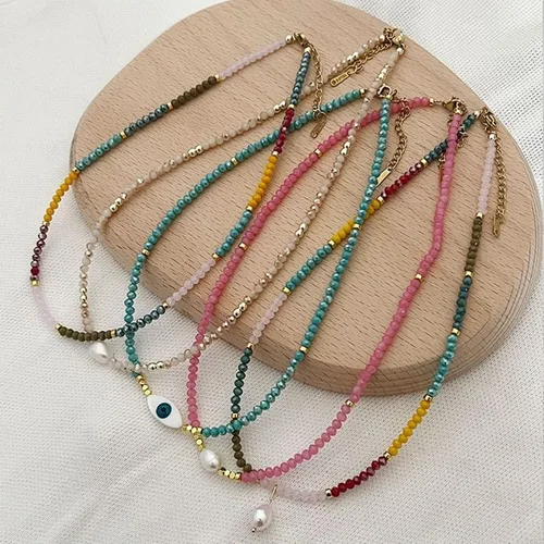 Miniatura 8 de Collares de cuentas de colores para mujer, collar de cuentas de cristal, collares de playa, collares bohemios para mujer, gargantilla de cuentas