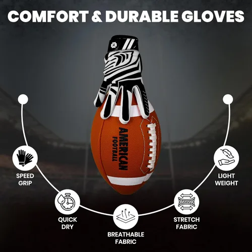 Miniatura 4 de Guantes de receptor de fútbol profesional LYRX con palma de silicona óptima, agarre antideslizante, control ultra adhesivo, deportivo, ligero