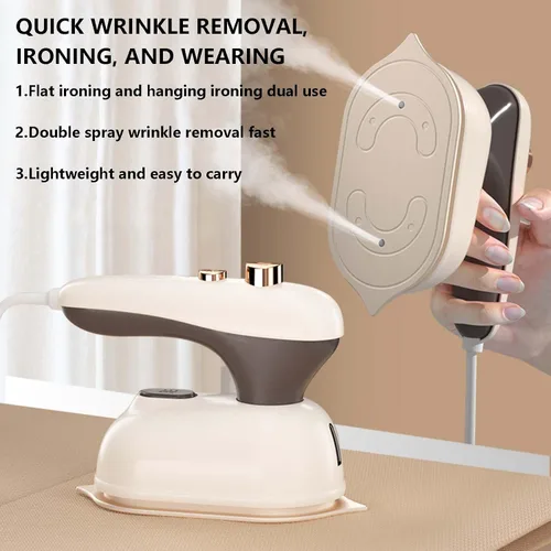 Miniatura 4 de Vaporizador de ropa de mano de hierro pequeño para ropa, plancha portátil con doble pulverizador, mini máquina de planchar para ropa, vaporizador