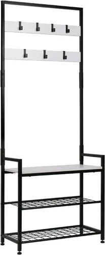 Miniatura 8 de HOMEKOKO Estante de almacenamiento para árbol de entrada, estante para zapatos, muebles decorativos de aspecto de madera con marco de metal, diseño