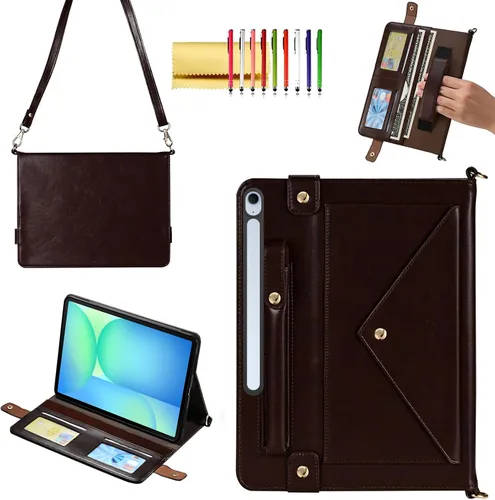 Miniatura 60 de Bolso Funda para Samsung Galaxy Tab S10 FE/S9 FE 10.9"/S9/S8/S7 11", Techcircle Folio con Soporte Cruzado, Billetera con Ranura para Lápiz S Pen