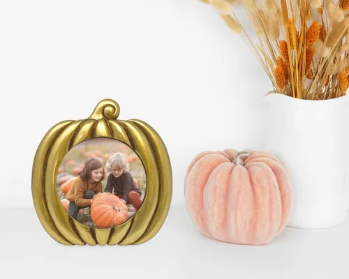 Miniatura 4 de Isaac Jacobs - Marco de fotos en forma de calabaza de 4 x 4 para decoración de Halloween u otoño, mesa de fotos y exhibición de pared para colgar