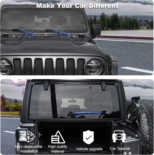 Miniatura 6 de Juego de limpiaparabrisas delantero, trasero y delantero, accesorios de decoración exterior para Jeep Wrangler JL JLU y Gladiator JT 2018-2022 (azul)