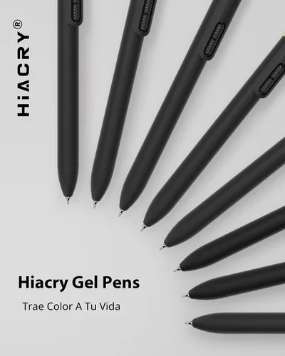 Miniatura 7 de Hiacry 8 bolígrafos de gel de punta fina de 0.028 pulgadas, tinta negra, escritura suave, secado rápido, larga duración, suministros escolares